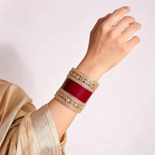 Maroon_Gold_Kundan_Floral_Bridal_Bangle_Set_For_Women