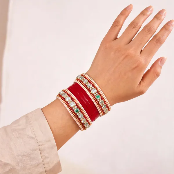 Red_Gold_Lacquer_Kundan_Embellished_Bridal_Bangle_Set_For_Women