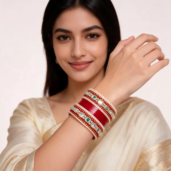 Red_Gold_Lacquer_Kundan_Embellished_Bridal_Bangle_Set_For_Women