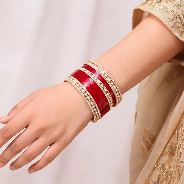 Maroon_Gold_Pearl_Beaded_Bridal_Bangle_Set_For_Women