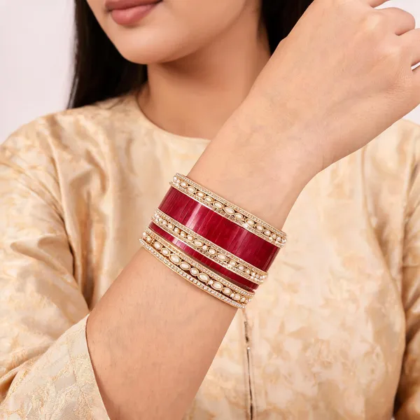 Maroon_Gold_Pearl_Beaded_Bridal_Bangle_Set_For_Women