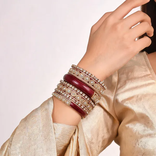 Maroon_Gold_Stone_Studded_Jaali_Bridal_Chuda_Bangle_Set_For_Women