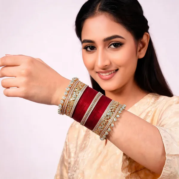 Maroon_Gold_Floral_Stone_Studded_Bridal_Chuda_Bangle_Set_For_Women