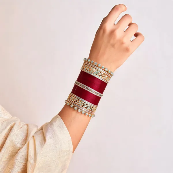 Maroon_Gold_Floral_Stone_Studded_Bridal_Chuda_Bangle_Set_For_Women
