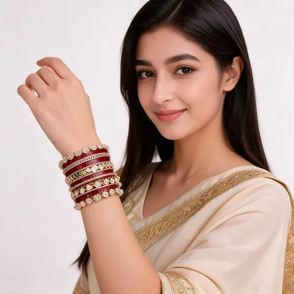 Maroon_Gold_Kundan_Meenakari_Floral_Bridal_Bangle_Set_For_Women