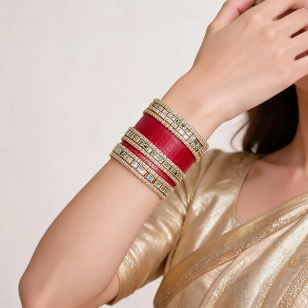 Red_Maroon_Gold_Mirror_Stone_Work_Bridal_Bangle_Set_For_Women