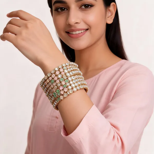 Gold_Metal_Kundan_Floral_Multistone_Bangles_For_Women