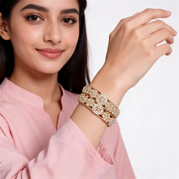 Gold_Metal_Kundan_Floral_Lattice_Stone_Bangles_For_Women