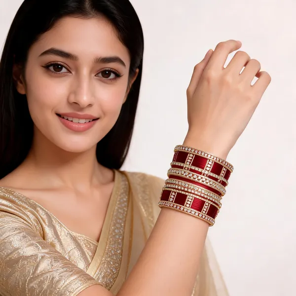 Maroon_Gold_Stone_Studded_Bridal_Bangle_Set_For_Women