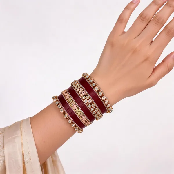 Red_Gold_Kundan_Stone_Floral_Bridal_Bangle_Set_For_Women