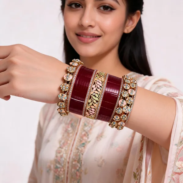 Red_Gold_Kundan_Stone_Floral_Bridal_Bangle_Set_For_Women