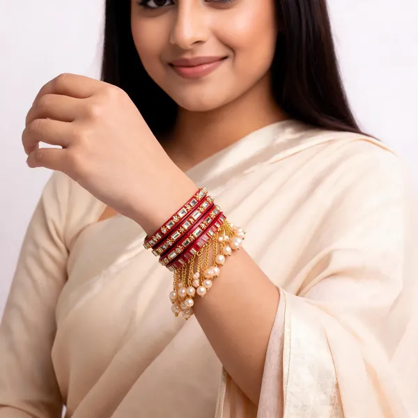 Red_Kundan_Stone_Pearl_Latkan_Bridal_Bangle_Set_For_Women