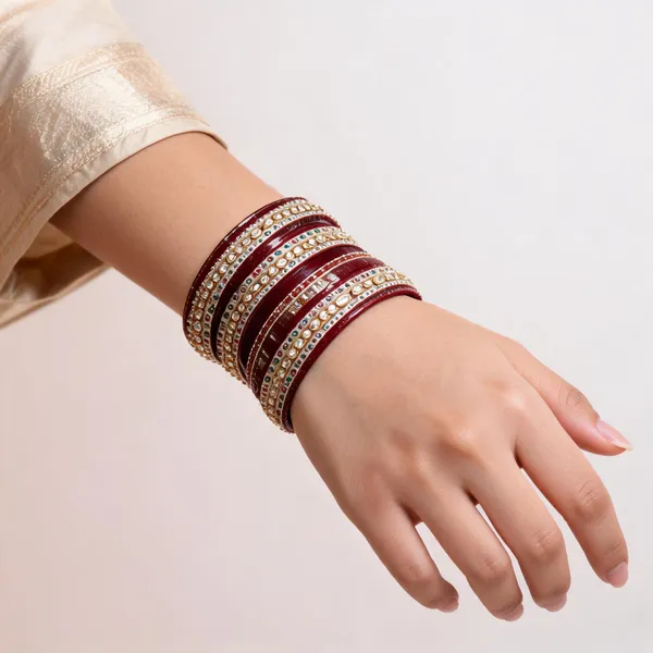 Maroon_Gold_Kundan_Stone_Studded_Bridal_Bangle_Set_For_Women