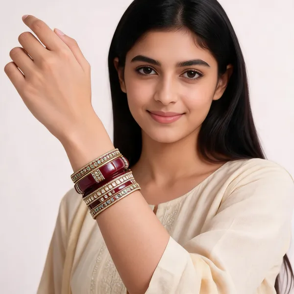 Maroon_Gold_Kundan_Stone_Studded_Bridal_Bangle_Set_For_Women