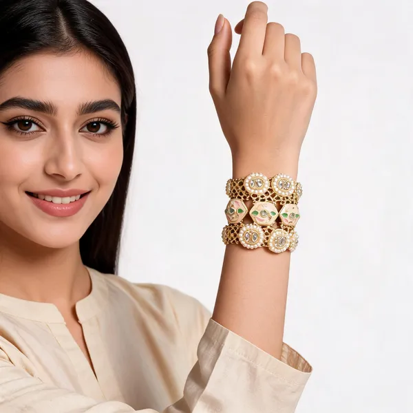 Gold_Metal_Kundan_Pearl_Meenakari_Bangle_Pair_For_Women