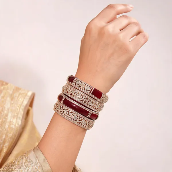 Red_Maroon_Silver_Metallic_Embellished_Bridal_Bangle_Set_For_Women