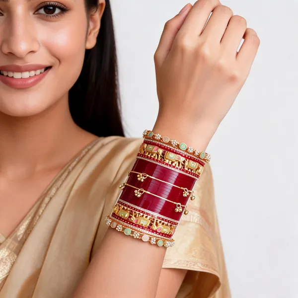 Red_Maroon_Gold_Elephant_Motif_Bridal_Chuda_Bangle_Set_For_Women