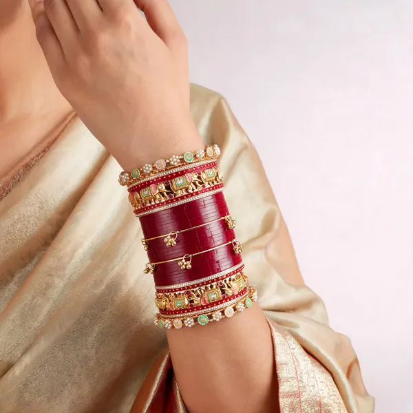 Red_Maroon_Gold_Elephant_Motif_Bridal_Chuda_Bangle_Set_For_Women