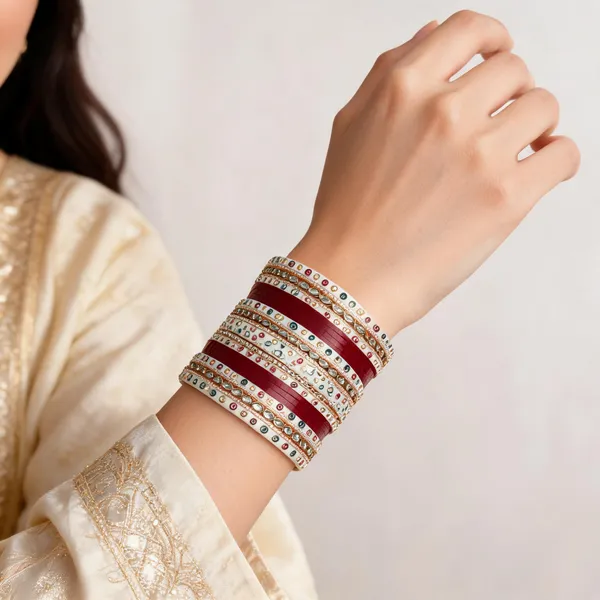Maroon_White_Kundan_Lacquer_Bridal_Bangle_Set_For_Women
