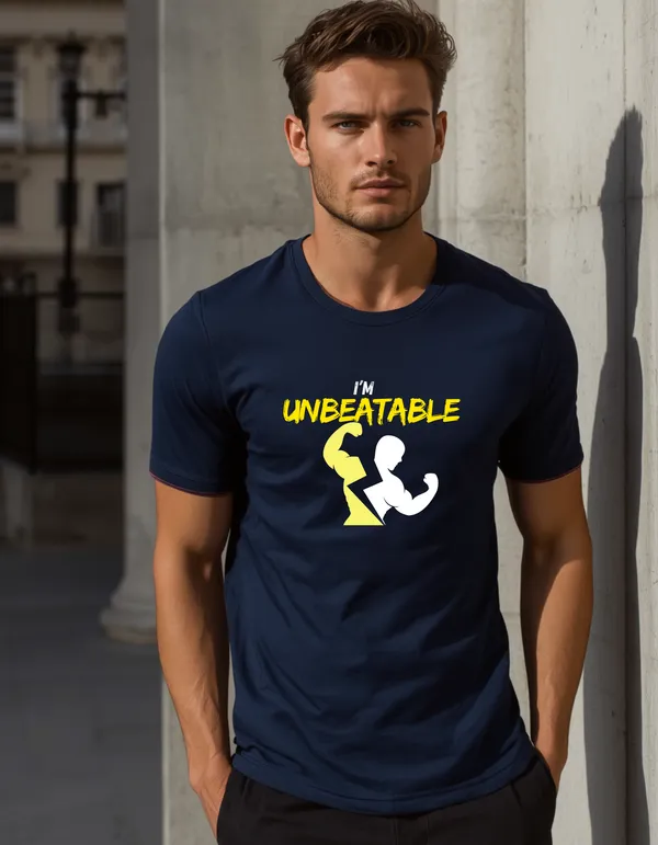 Blue_Pure_Cotton_Relaxed_Fit_Unbeatable_Graphic_T-Shirt_For_Men