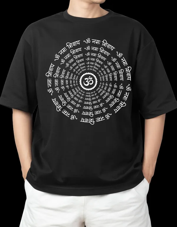 Black_Pure_Cotton_Relaxed_Fit_Om_Namah_Shivaya_Spiral_Print_T-Shirt_For_Men