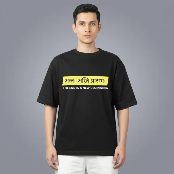 Black_Pure_Cotton_The_end_is_new_begining_Sanskrit_Quote_T-Shirt_For_Men