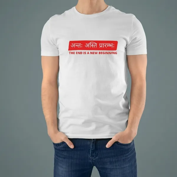 White_Pure_Cotton_Relaxed_Fit_Sanskrit_Quote_Graphic_T-Shirt_For_Men
