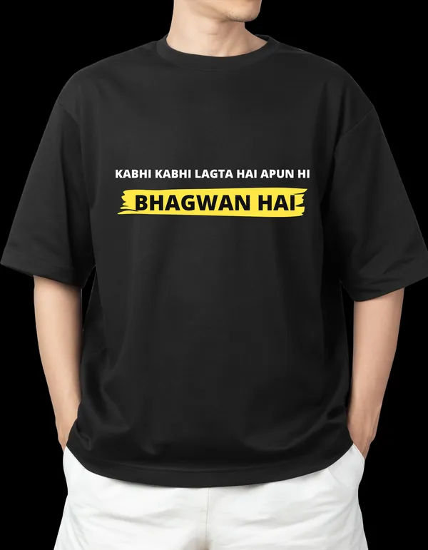 Black_Pure_Cotton_apun_hi_Bhagwan_he__Hindi_Graphic_T-Shirt_For_Men