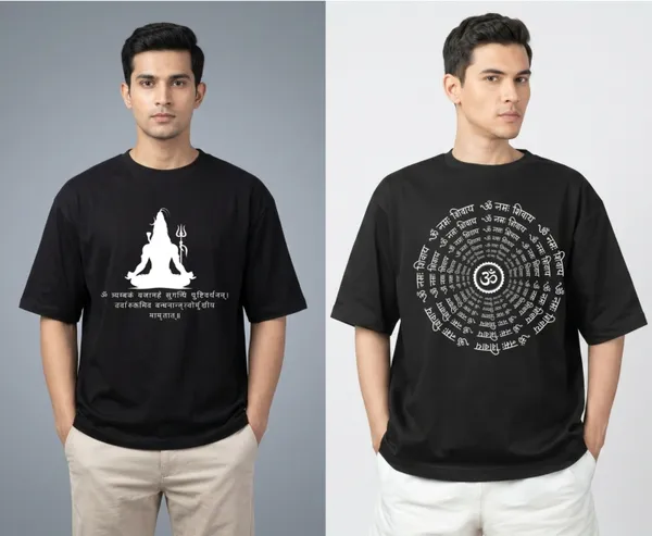 Black_Pure_Cotton_Oversized_Lord_Shiva_Mantra_And_Om_Namah_Shivaya_Spiral_Print_T-Shirt_For_Men_Combo_Pack_Of_2