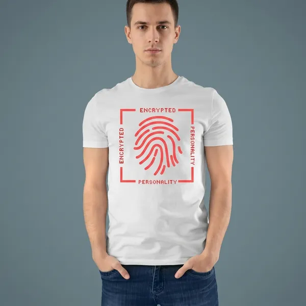 White_Pure_Cotton_Relaxed_Fit_Encrypted_Personality_Graphic_T-Shirt_For_Men