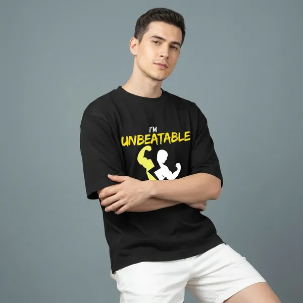 Black_Pure_Cotton_I_am_Unbeatable_Graphic_T-Shirt_For_Men