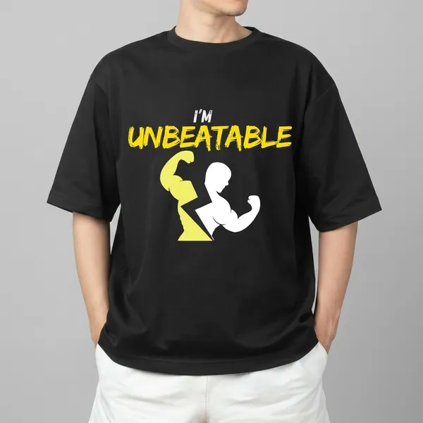 Black_Pure_Cotton_I_am_Unbeatable_Graphic_T-Shirt_For_Men