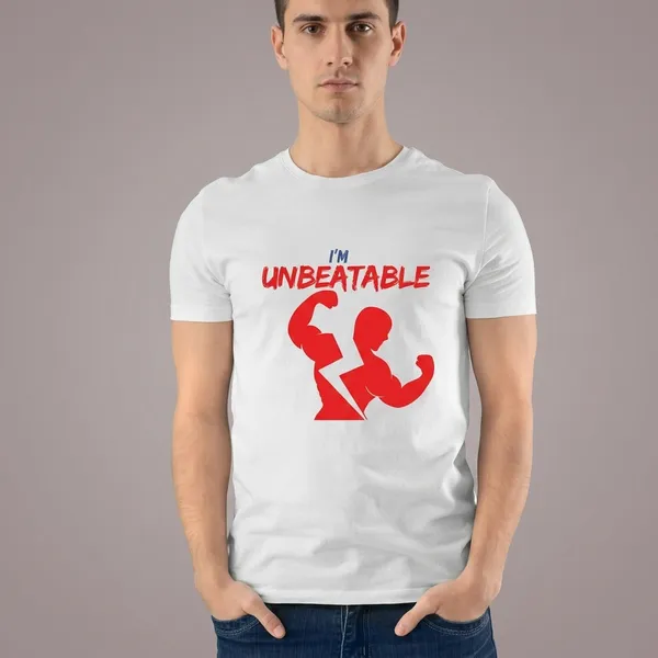 White_Pure_Cotton_Relaxed_Fit_Unbeatable_Graphic_T-Shirt_For_Men