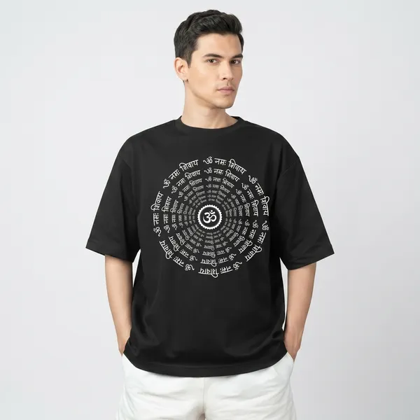 Black_Pure_Cotton_Relaxed_Fit_Om_Namah_Shivaya_Spiral_Print_T-Shirt_For_Men