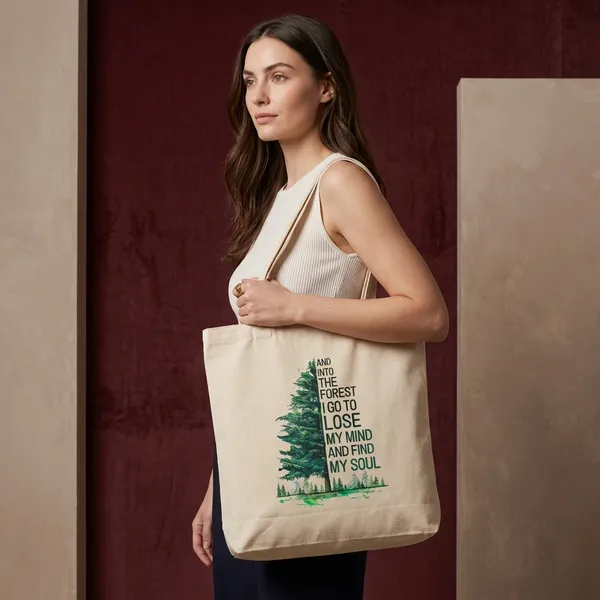 Esycarry_Trendy_Women_Beige_Printed_Canvas_Tote_Bag