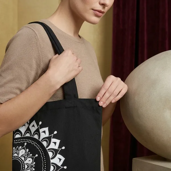 Esycarry_Women_Stylish_Canvas_Black_Tote_Bag