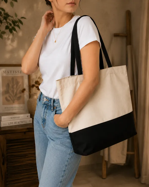Stylish_Beige_And_Black_Canvas_Tote_Bag_For_Women