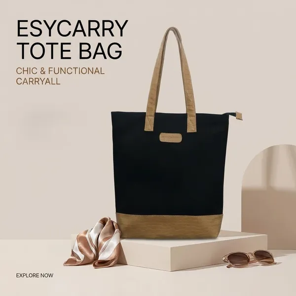 Esycarry_Women_Black_And_Brown_Leatherette_Tote_Bag