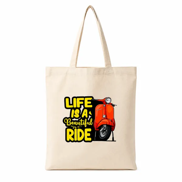 Esycarry_Life_Is_A_Beautiful_Ride_Printed_Canvas_Tote_Bag_For_Women