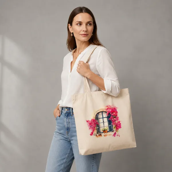 Esycarry_Women_Beige_Solid_Eco-Friendly_Canvas_Tote_Bag