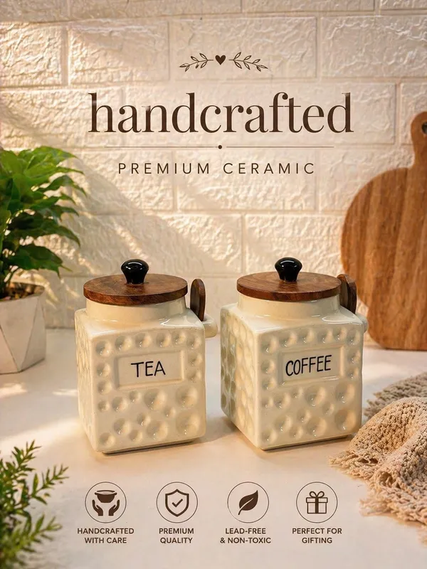 Tea_Coffee_Jar_Set_Of_2_Ceramic_Kitchen_Storage_Containers_With_Airtight_Wooden_Lid_Spoon_Decorative_Countertop_Canisters_For_Tea_Coffee_Dry_Storage_500_Ml