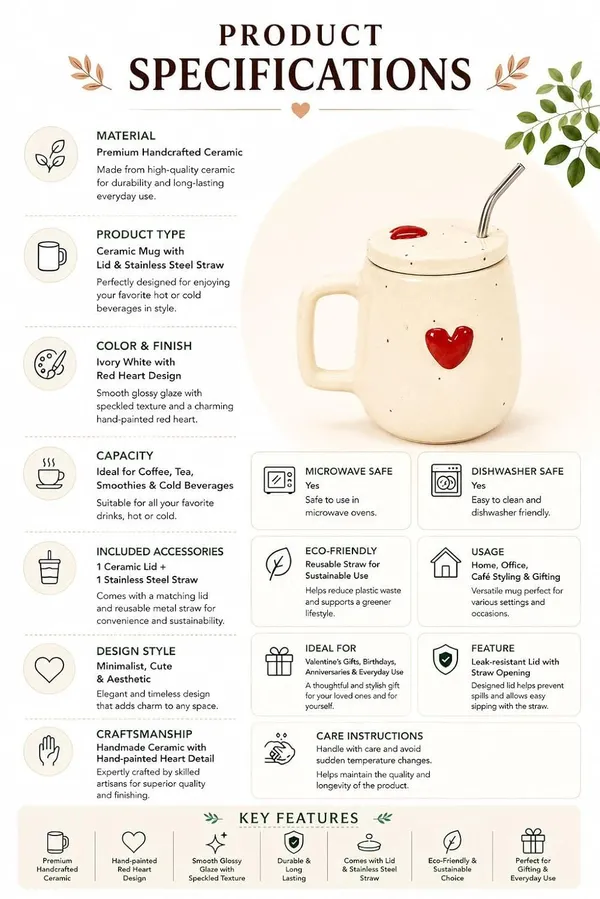 Ceramic_Sipper_Mug_With_Lid_And_Steel_Straw_380ml_Red_Heart_Pastel_With_Handle_For_Tea_Coffee_And_Cold_Drinks