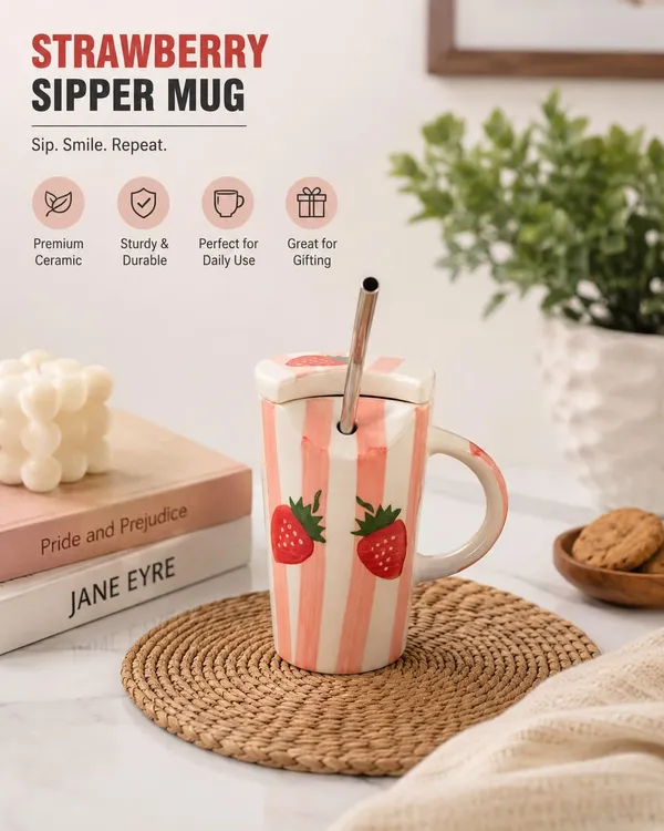 Strawberry_Ceramic_Sipper_Mug_With_Lid_And_Straw