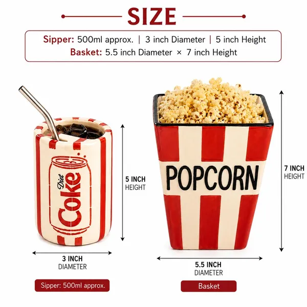 Coke_Inspired_Ceramic_Sipper_Mug_&_Popcorn_Tub_|_Can_Design_Sipper_with_Metal_Straw_|_Ceramic_Snackware_|_Microwave_&_Dishwasher_Safe_|Combo|