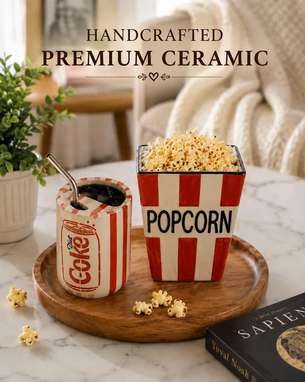 Coke_Inspired_Ceramic_Sipper_Mug_&_Popcorn_Tub_|_Can_Design_Sipper_with_Metal_Straw_|_Ceramic_Snackware_|_Microwave_&_Dishwasher_Safe_|Combo|