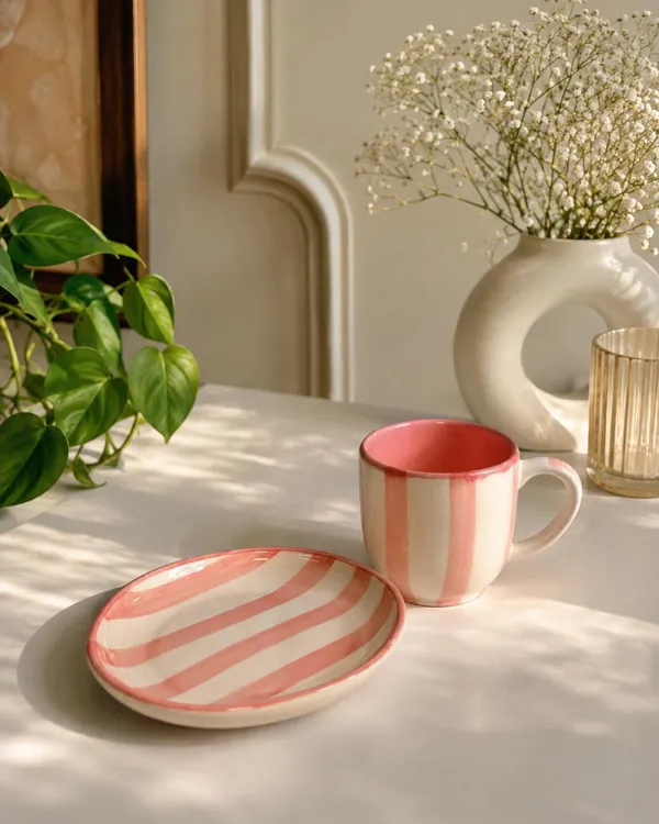 Handcrafted_Ceramic_Cup_&_Saucer_Set_|_220_ml
Coffee_Mug_with_Matching_Saucer_|_Pink_&_Cream_Hand-Painted_Striped_Design_|_Microwave_&_Dishwasher_Safe_|_Tea,_Coffee,_Latte_&_Cappuccino
Cups_|