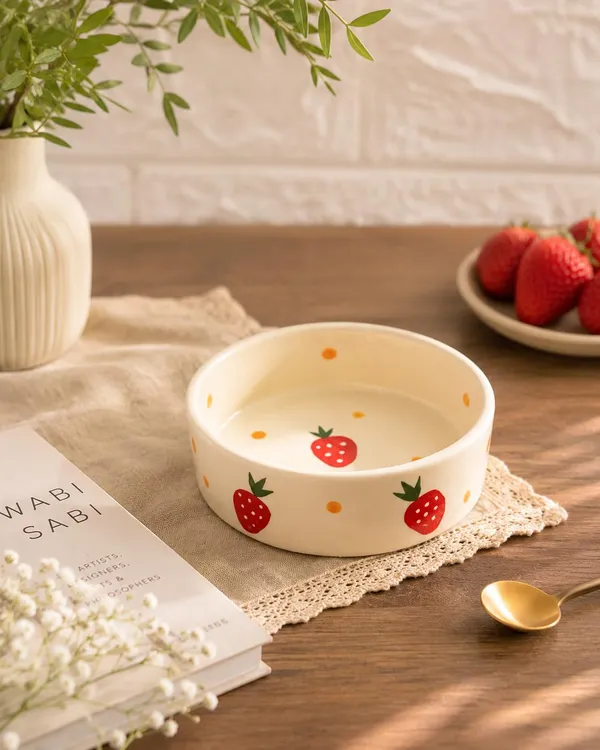 Ceramic_Breakfast_Bowl_300_ML_|_Cute_Strawberry_Cereal_Bowl_|_Aesthetic_Soup_Bowl_|_Salad_Bowl_|_Smoothie_Bowl_|_Dessert_Bowl_|_Ice_Cream_Bowl_|_Snack_Bowl_|_Microwave_Safe_|_Dishwasher_Safe_|_Handmade_Ceramic_Kitchen_Bowl_(Set_of_1)