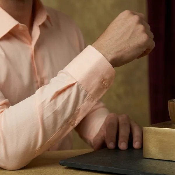 Premium_&_Soft_Peach_Cotton_satin_Semi_Formal_Shirt_For_Men