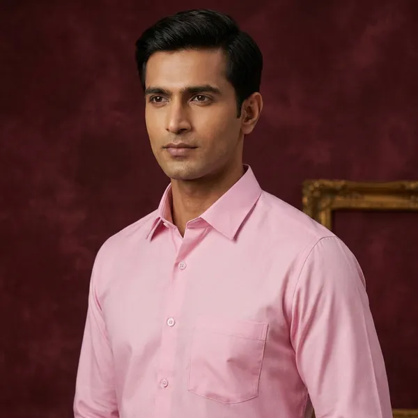 Premium_&_Soft_Pink_Cotton_Semi_Formal_Shirt_For_Men