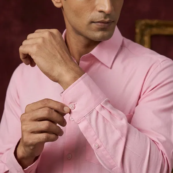 Premium_&_Soft_Pink_Cotton_Semi_Formal_Shirt_For_Men